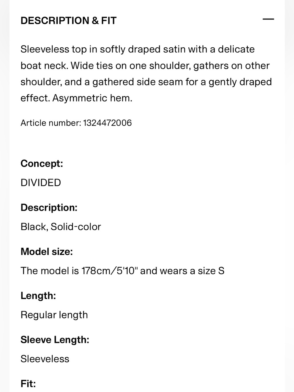 H&M NWT Black Tie-Shoulder Sleeveless Top - Picture 6 of 6